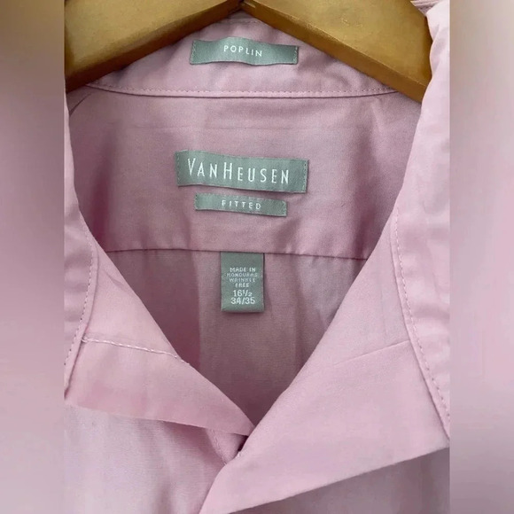 Van Heusen Poplin Collared Long Sleeve Dress Shirt Men’s‎ 16.5 (34) Pink NWOT - Picture 4 of 12
